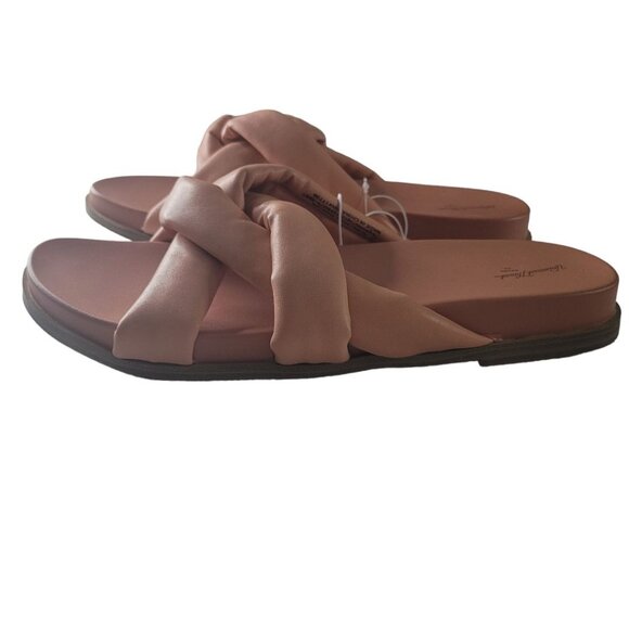 Universal Threads Puff Vinyl Sandals Coral Slip On Slides Woven Womens 11 - Picture 2 of 7